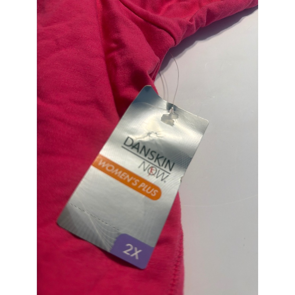 Danskin Now Pink Flame Athleisure Tunic V-Neck Kangaroo Pocket 2X new with tags - Picture 3 of 7